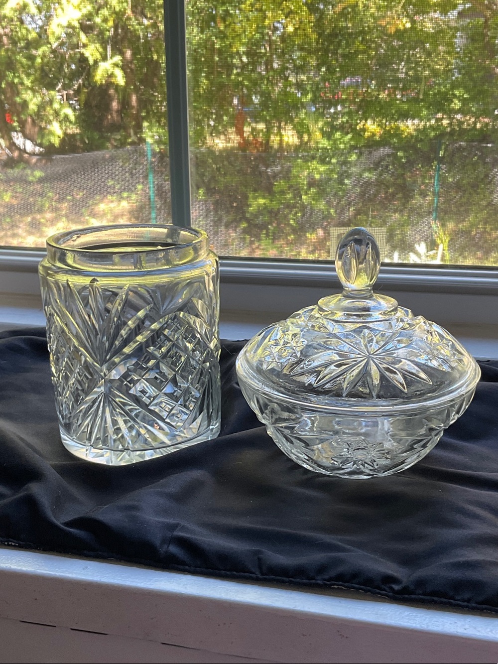 Clear Cut Glass Candy Dish and Vase/Jar - Elegant Crystal-Style Home Dining